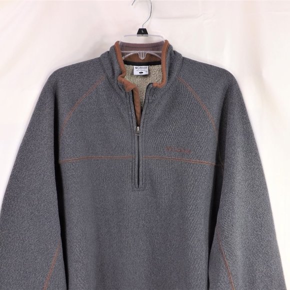 NWOT Columbia Mens Grey w Brown Trim Omni-Sheild 3/4 Zip Pullover Popover L - Picture 7 of 13